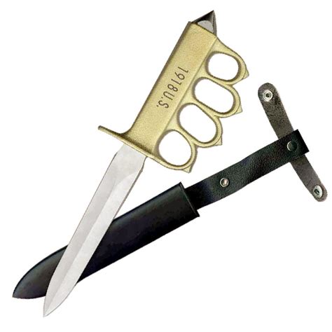 brass knuckle trench knife